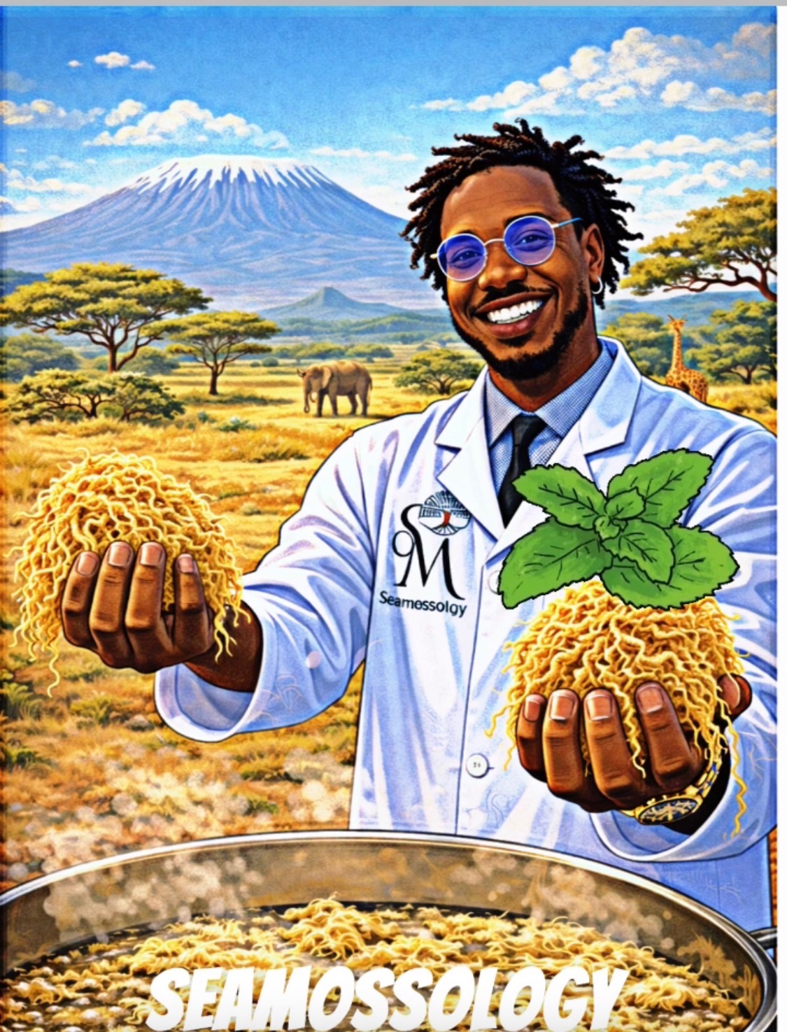 Tre'Von Kinchen holding fresh sea moss, Seamossology founder